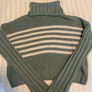 Cropped green striped sweater